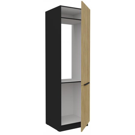 Zabudowa lodówki 60 cm CREMA 60 LO-210 2F dąb cremona / czarny mat